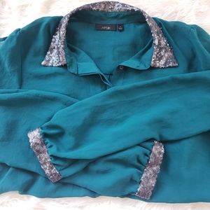 {APT 9} Sequin Collar Blouse